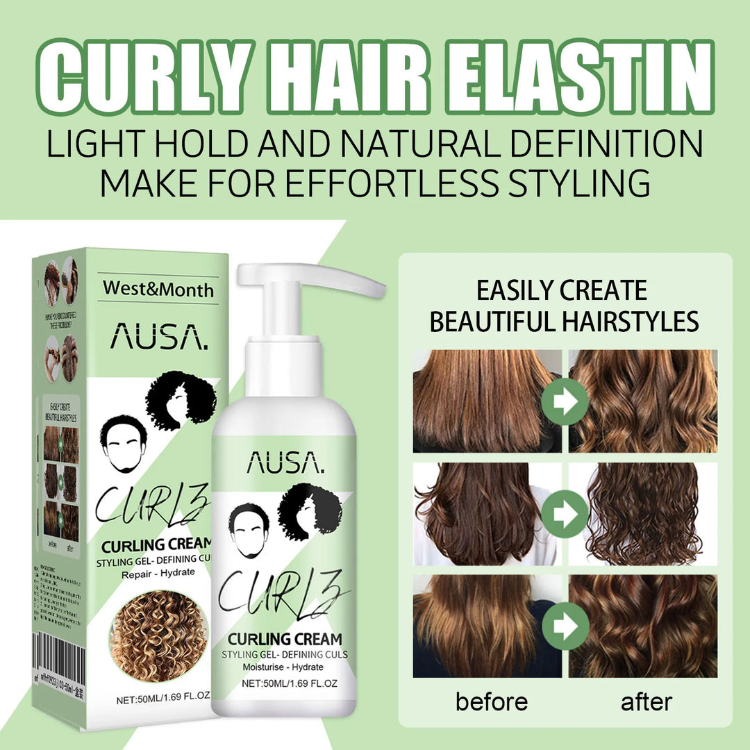 West&Month 50ml Hair Curling Cream Anti-Frizz Bouncy Styling Hair Repair Damage Hair Volumizing Moisturizing Hair Care Cream