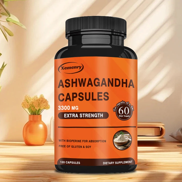 Xemenry Ashwagandha Capsules with Bioperine – Stress Relief, Mood & Sleep Support, Cognitive Boost (120 Capsules)