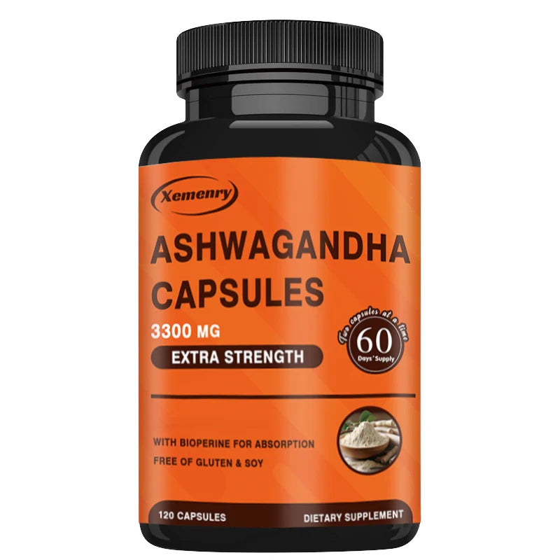 Xemenry Ashwagandha Capsules with Bioperine – Stress Relief, Mood & Sleep Support, Cognitive Boost (120 Capsules)