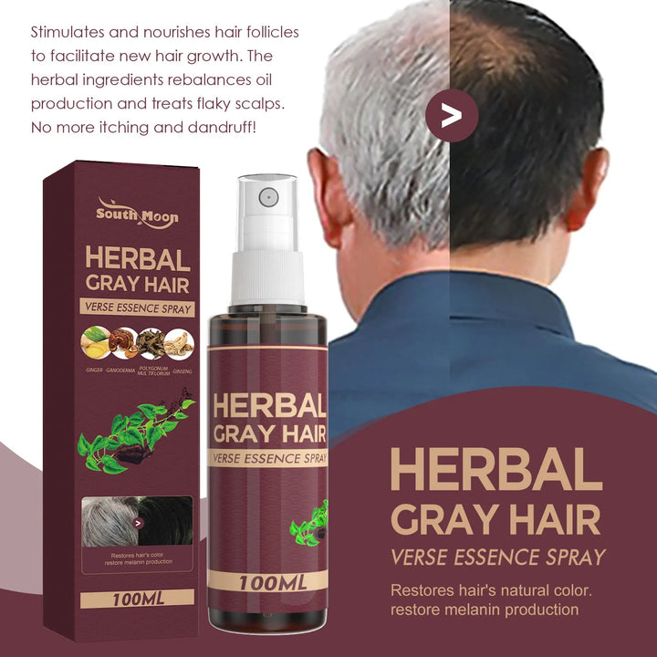 Southmoon Hair Darkening Herbal Spray – 100ml | White-to-Black Natural Color Restorer, Anti-Grey & Hair Loss Serum