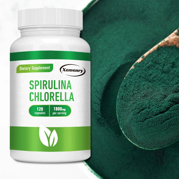Spirulina Chlorella Detox & Energy Capsules – Cleansing, Digestion & Immune Support (120 Capsules)