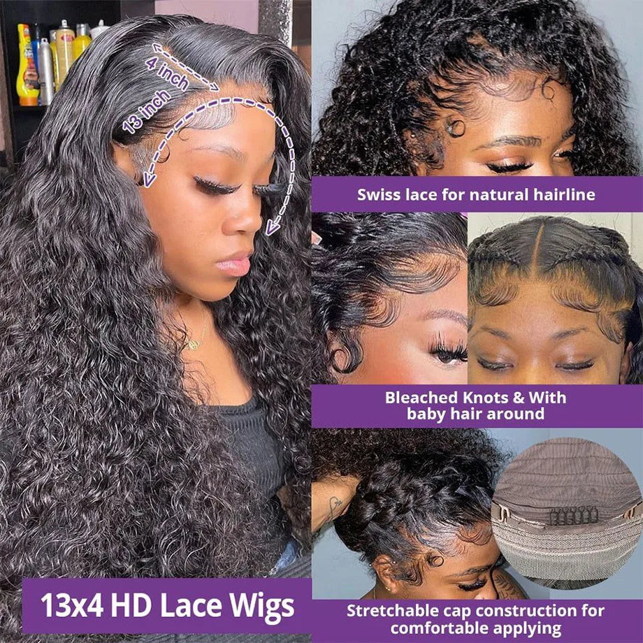 Cascade Deep Wave Lace Front Wig – HD Lace, 200% Density, 26”+ Brazilian Remy Hair