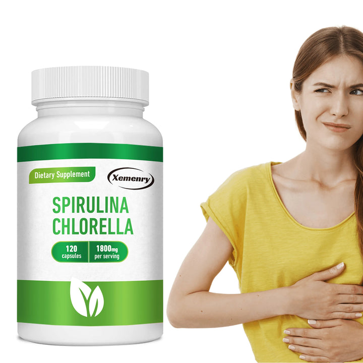 Spirulina Chlorella Detox & Energy Capsules – Cleansing, Digestion & Immune Support (120 Capsules)