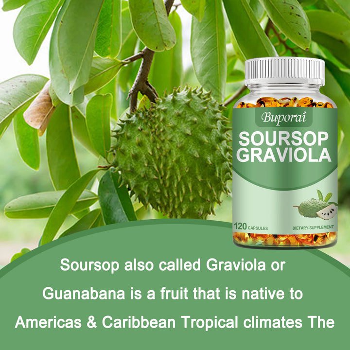 Airboy Soursop Graviola Capsules. Natural Stress Relief, Immune Suppor – 120ct