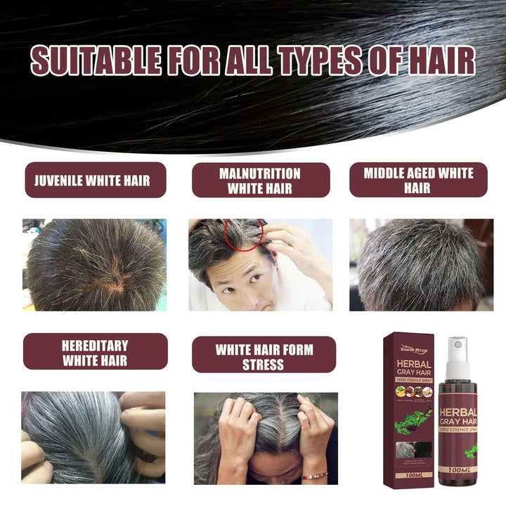 Southmoon Hair Darkening Herbal Spray – 100ml | White-to-Black Natural Color Restorer, Anti-Grey & Hair Loss Serum