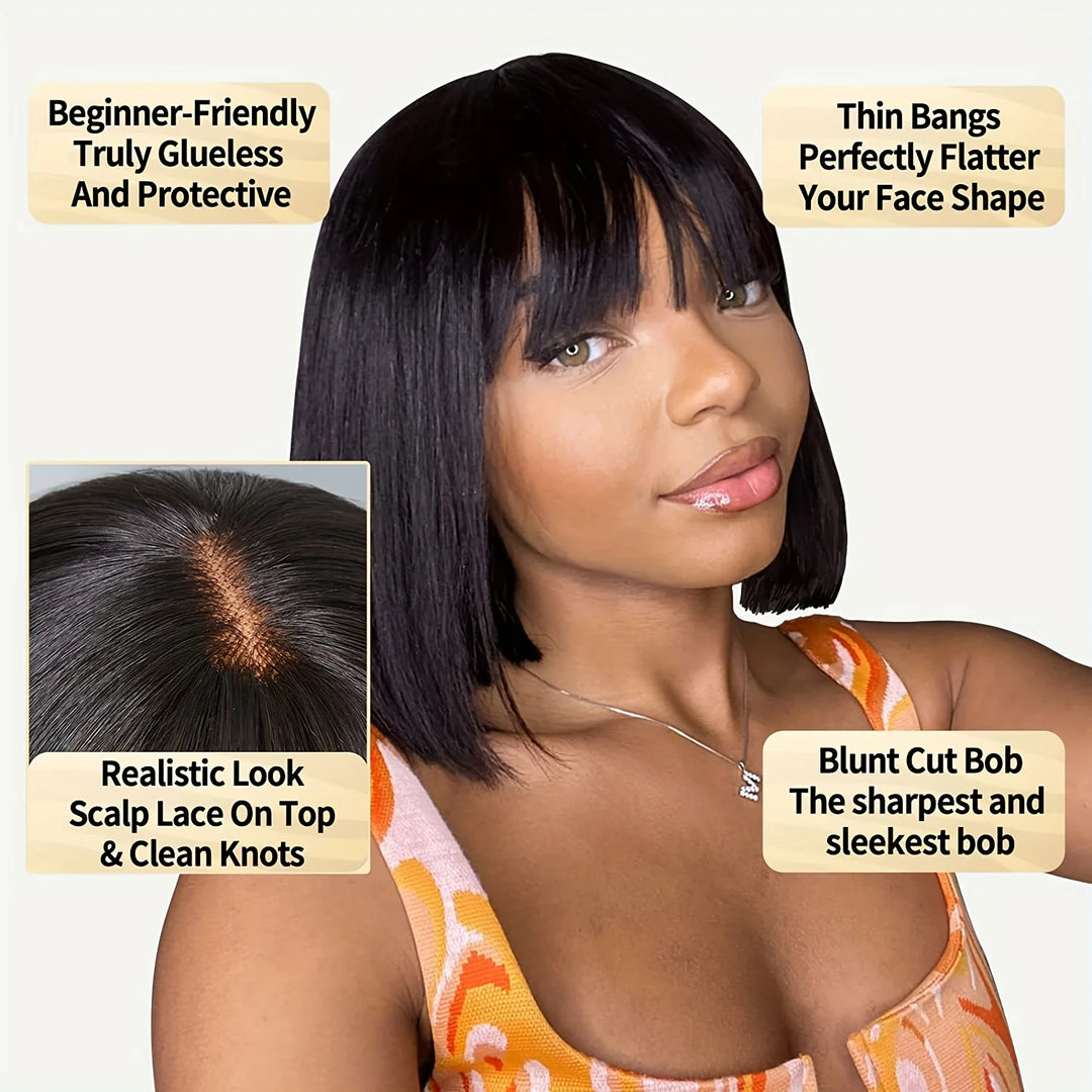 Radiance Lace Bob – 13x4 Straight Human Hair Wig in Luxe Color Options