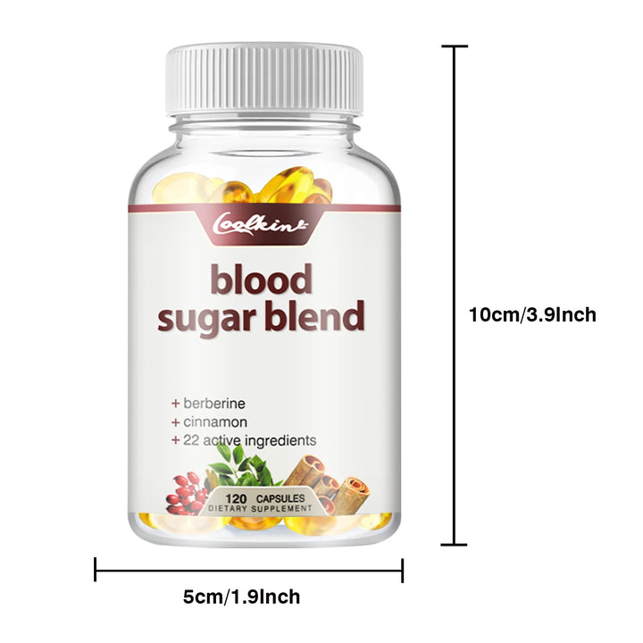 Coolkin Blood Sugar Blend with Berberine & Cinnamon – Supports Healthy Blood Sugar & Metabolism (120 Capsules)