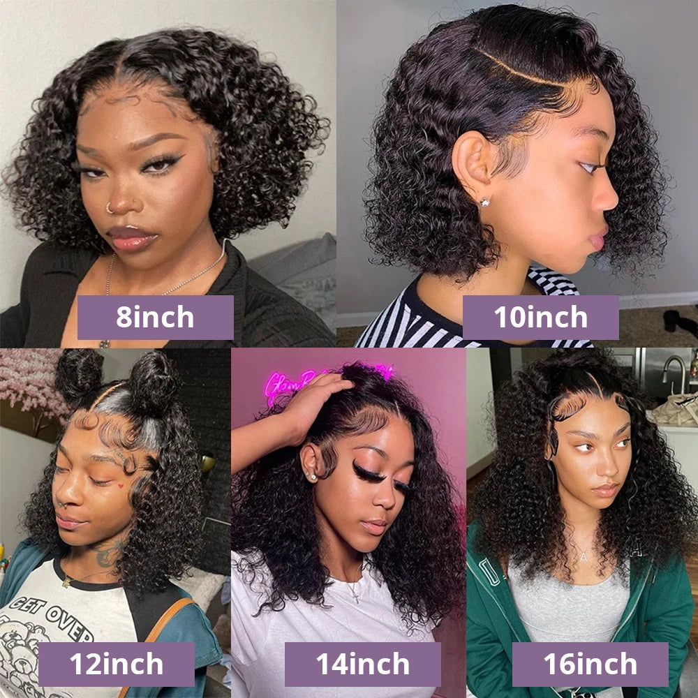 Water Wave Glueless Bob – Pre-Cut 13x4 Lace Front Wig in Natural Black