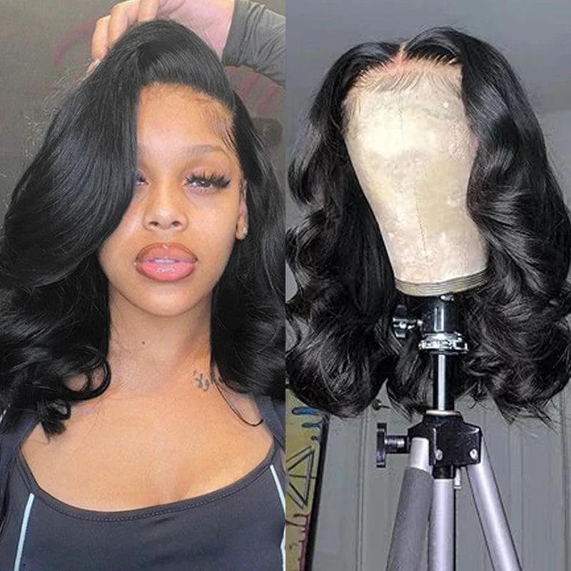 EmpowerEase 16" Body Wave Lace Front Bob – 100% Brazilian Remy Human Hair