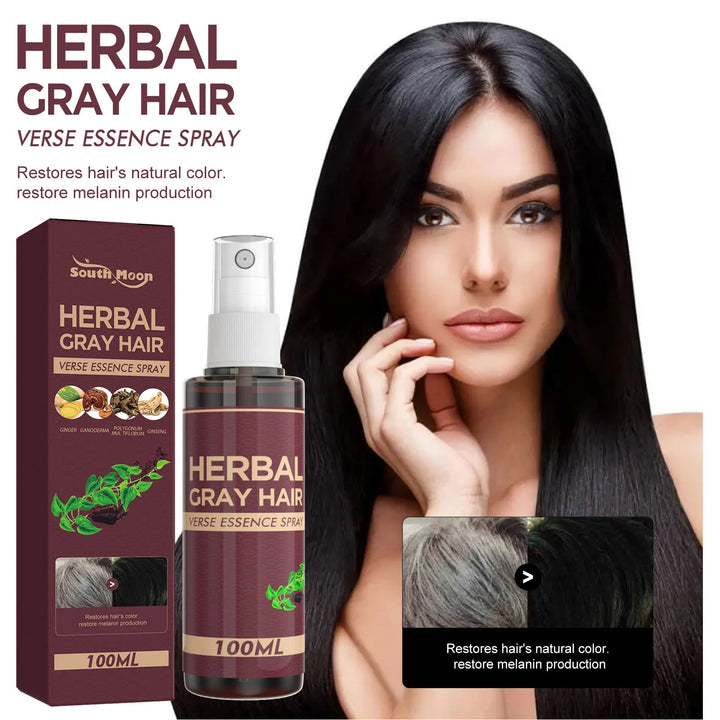 Southmoon Hair Darkening Herbal Spray – 100ml | White-to-Black Natural Color Restorer, Anti-Grey & Hair Loss Serum