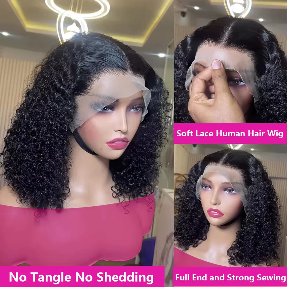 Empower Waves Brazilian Deep Wave Lace Frontal Wig – Short HD Bob, 200% Density