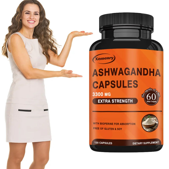 Xemenry Ashwagandha Capsules with Bioperine – Stress Relief, Mood & Sleep Support, Cognitive Boost (120 Capsules)