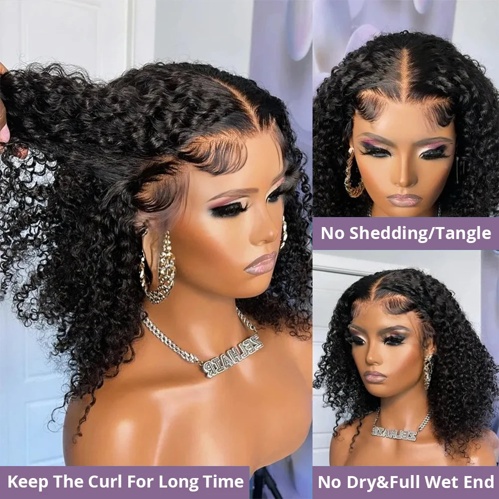 Water Wave Glueless Bob – Pre-Cut 13x4 Lace Front Wig in Natural Black