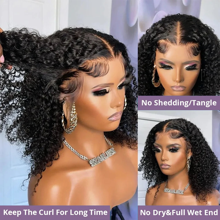 Water Wave Glueless Bob – Pre-Cut 13x4 Lace Front Wig in Natural Black