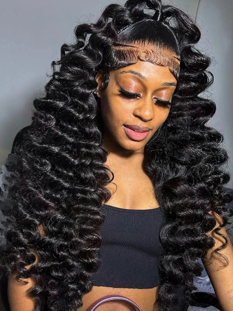 Velvet Loose Wave Lace Front Wig – 30–40” HD Lace, 220–250% Density, Brazilian Remy Hair
