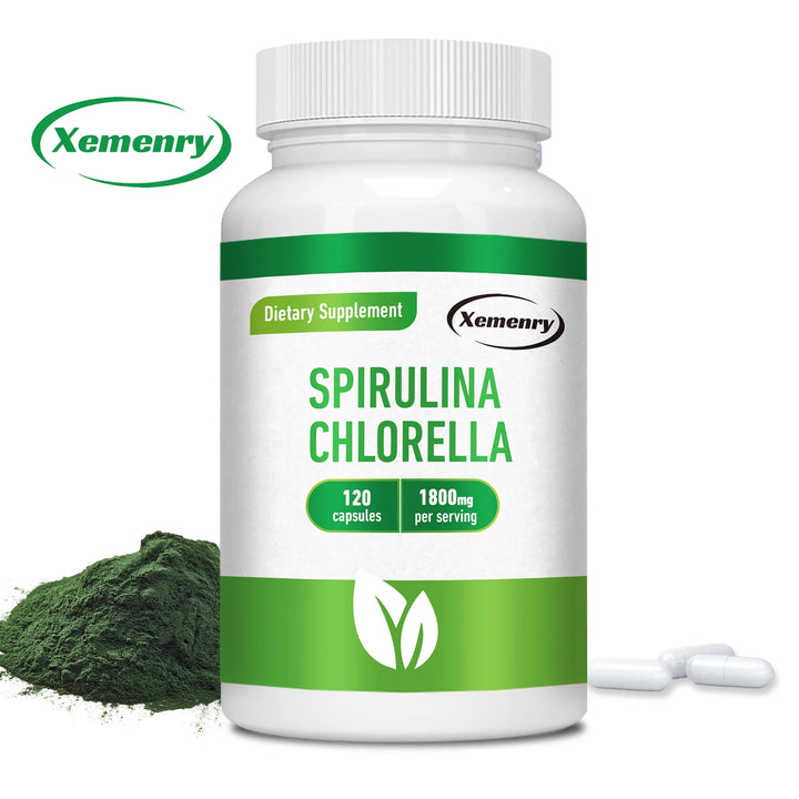 Spirulina Chlorella Detox & Energy Capsules – Cleansing, Digestion & Immune Support (120 Capsules)
