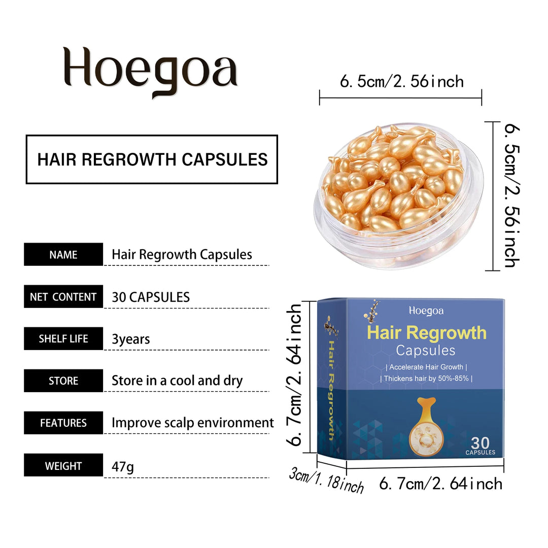 Hoegoa Moroccan Hair Regrowth Capsules – Nourishing Leave-In Treatment for Hair Thinning & Scalp Health (30pcs)