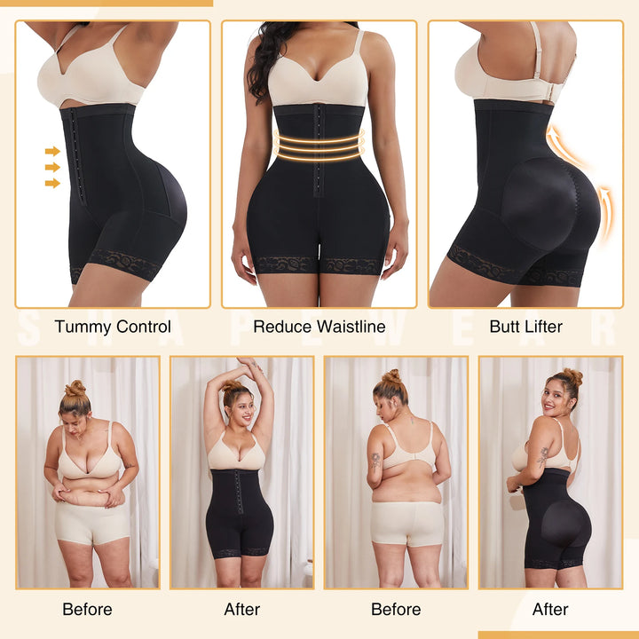 3-in-1 Lace Butt Lifter Corset – High-Waist Tummy Control Shapewear