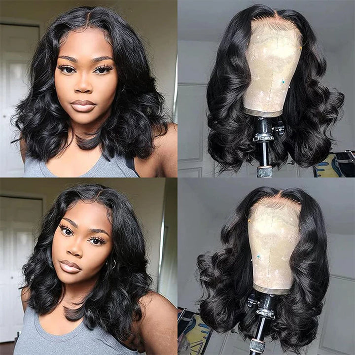 EmpowerEase 16" Body Wave Lace Front Bob – 100% Brazilian Remy Human Hair
