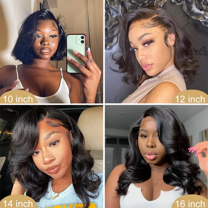 EmpowerEase 16" Body Wave Lace Front Bob – 100% Brazilian Remy Human Hair