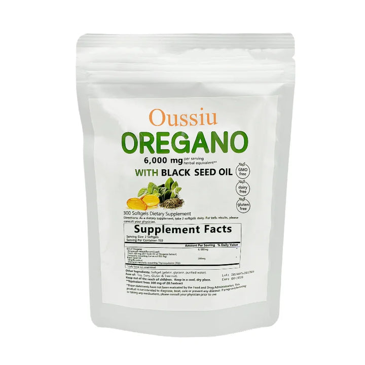 Oussiu Oil of Oregano Softgels 6000mg – 2-in-1 Immunity Support with Black Seed Oil, 300 Count