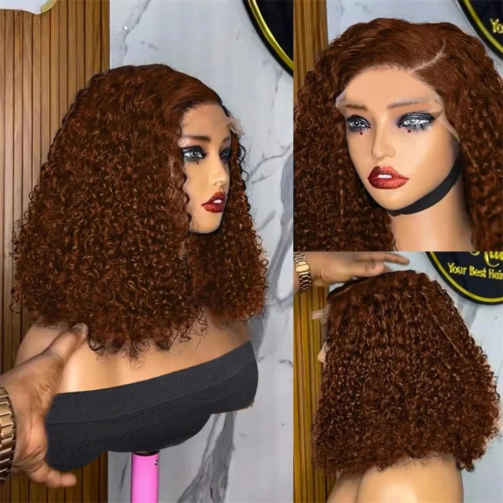 Cocoa Curl Deep Wave Bob – Chocolate Brown 13x4 Lace Wig