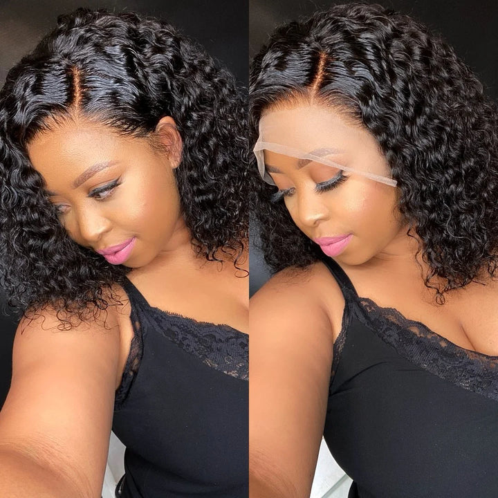 Empower Waves Brazilian Deep Wave Lace Frontal Wig – Short HD Bob, 200% Density