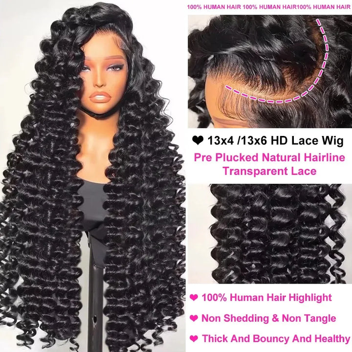 Velvet Loose Wave Lace Front Wig – 30–40” HD Lace, 220–250% Density, Brazilian Remy Hair
