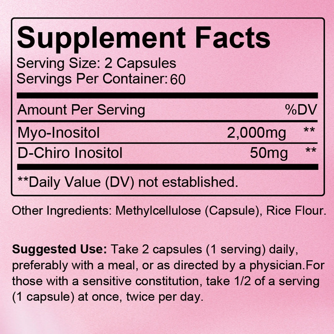 Myo & D-Chiro Inositol Capsules – Hormone Balance & Ovarian Support for Women, 120 Count