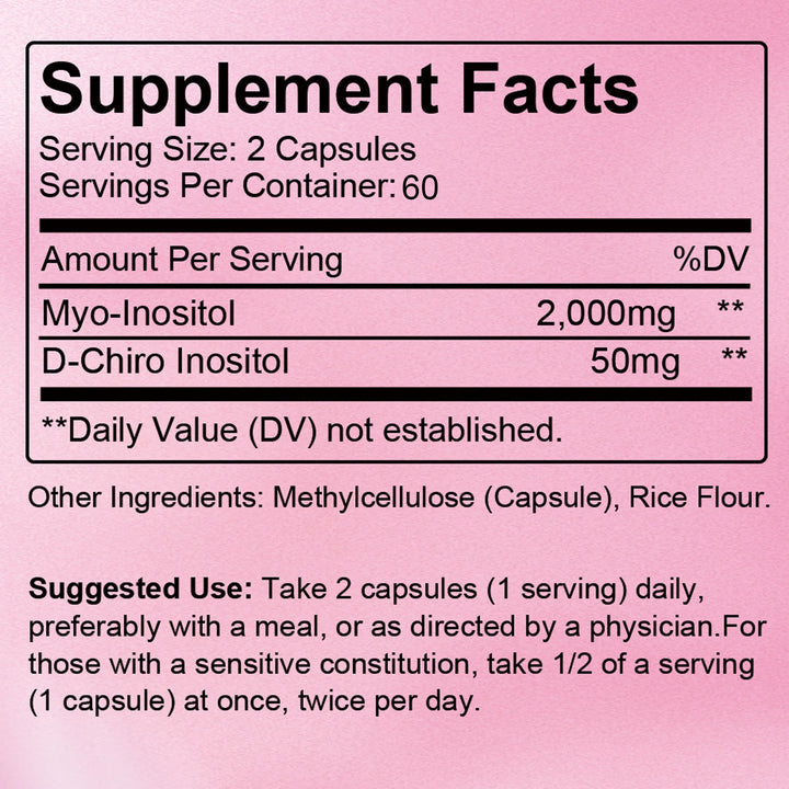 Myo & D-Chiro Inositol Capsules – Hormone Balance & Ovarian Support for Women, 120 Count