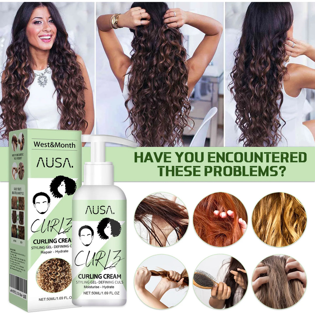 West&Month 50ml Hair Curling Cream Anti-Frizz Bouncy Styling Hair Repair Damage Hair Volumizing Moisturizing Hair Care Cream