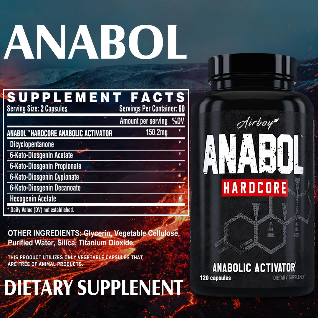 Anabol Hardcore Muscle Growth Supplement – Strength & Lean Mass Support, 120 Capsules