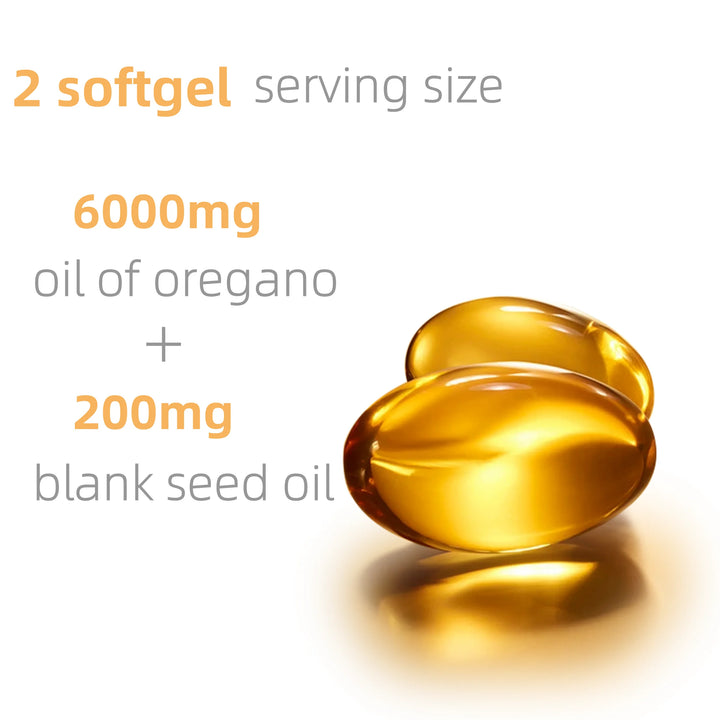 Oussiu Oil of Oregano Softgels 6000mg – 2-in-1 Immunity Support with Black Seed Oil, 300 Count