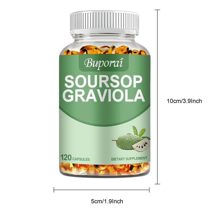 Airboy Soursop Graviola Capsules. Natural Stress Relief, Immune Suppor – 120ct