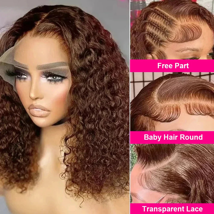 Cocoa Curl Deep Wave Bob – Chocolate Brown 13x4 Lace Wig