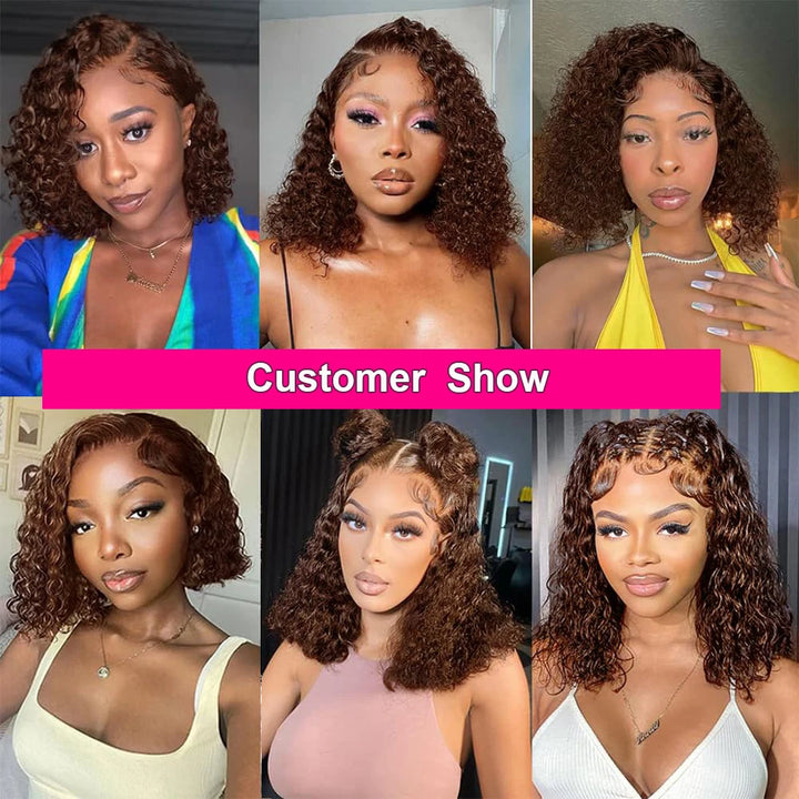 Cocoa Curl Deep Wave Bob – Chocolate Brown 13x4 Lace Wig