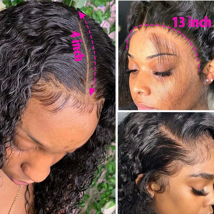 Empower Waves Brazilian Deep Wave Lace Frontal Wig – Short HD Bob, 200% Density