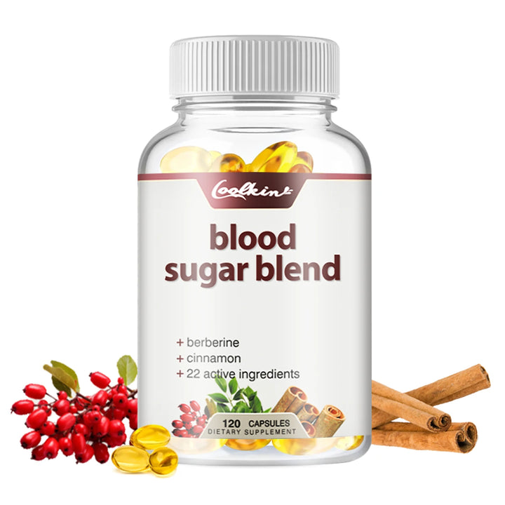 Coolkin Blood Sugar Blend with Berberine & Cinnamon – Supports Healthy Blood Sugar & Metabolism (120 Capsules)