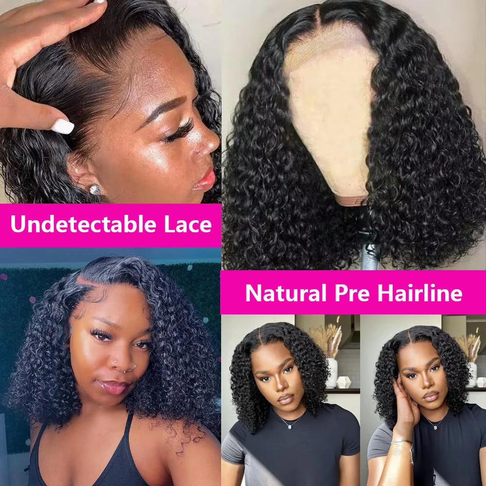 Empower Waves Brazilian Deep Wave Lace Frontal Wig – Short HD Bob, 200% Density