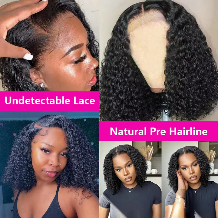 Empower Waves Brazilian Deep Wave Lace Frontal Wig – Short HD Bob, 200% Density