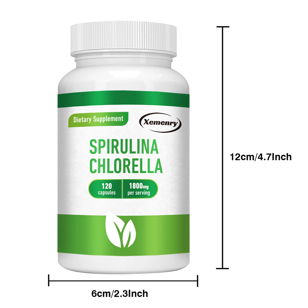 Spirulina Chlorella Detox & Energy Capsules – Cleansing, Digestion & Immune Support (120 Capsules)