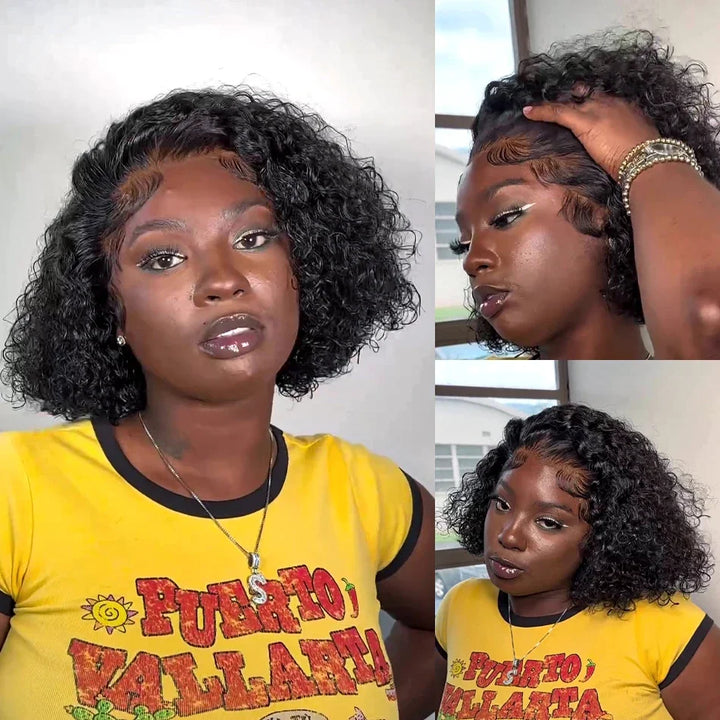 Empower Waves Brazilian Deep Wave Lace Frontal Wig – Short HD Bob, 200% Density