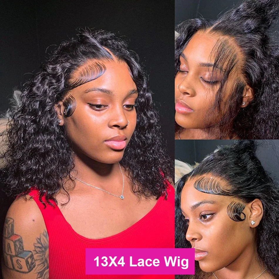 Empower Waves Brazilian Deep Wave Lace Frontal Wig – Short HD Bob, 200% Density