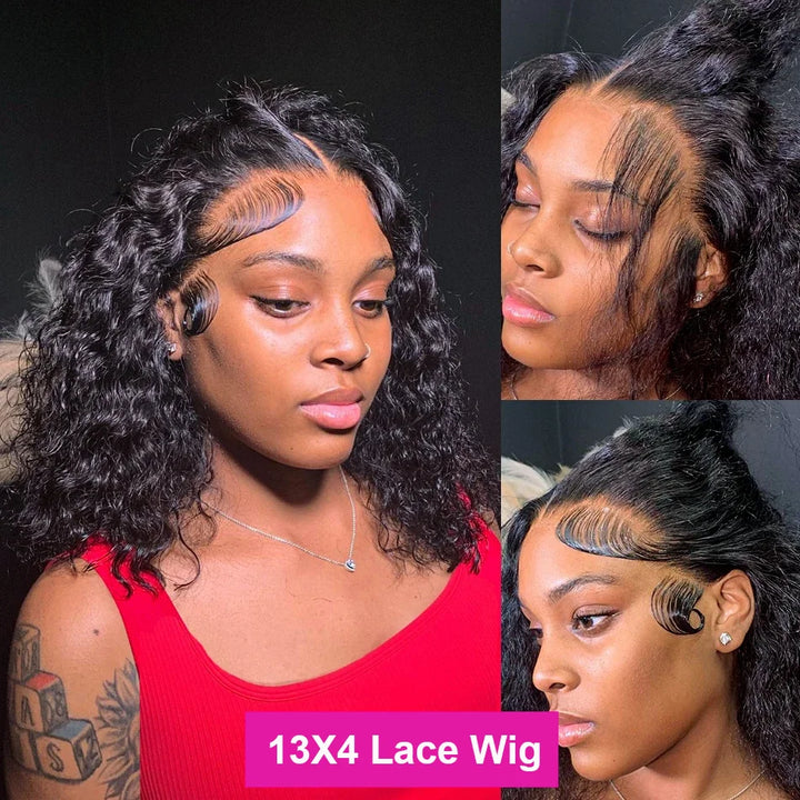 Empower Waves Brazilian Deep Wave Lace Frontal Wig – Short HD Bob, 200% Density
