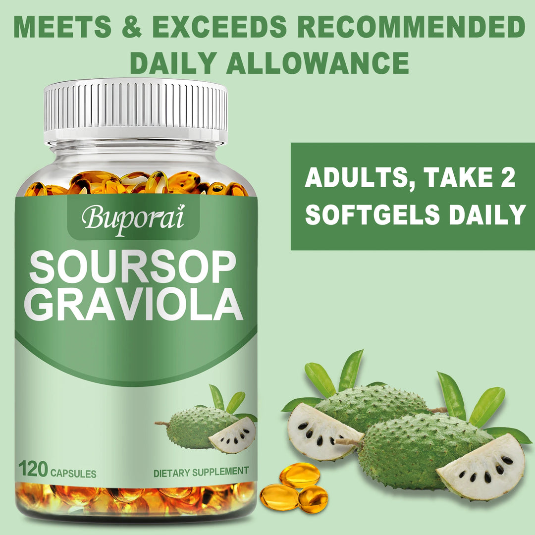 Airboy Soursop Graviola Capsules. Natural Stress Relief, Immune Suppor – 120ct
