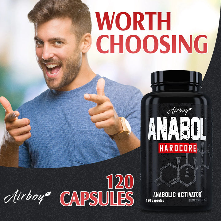 Anabol Hardcore Muscle Growth Supplement – Strength & Lean Mass Support, 120 Capsules