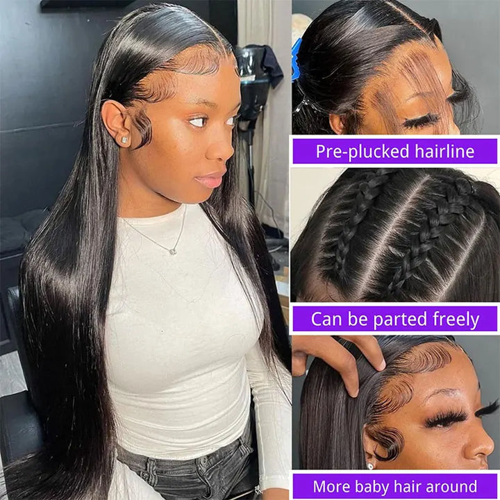 Silken Straight Lace Front Wig – 30” Virgin Malaysian Hair, 180–200% Density