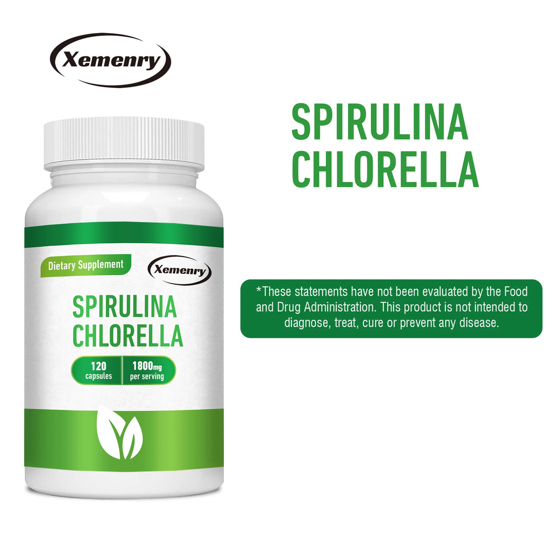 Spirulina Chlorella Detox & Energy Capsules – Cleansing, Digestion & Immune Support (120 Capsules)