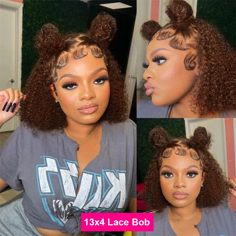 Cocoa Curl Deep Wave Bob – Chocolate Brown 13x4 Lace Wig