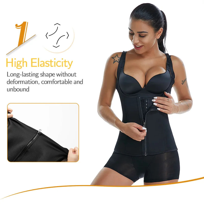 Women's Sauna Waist Trainer Vest – Black Neoprene Shaper